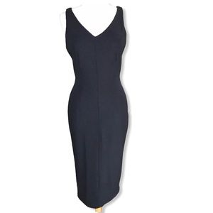 METAPHOR Black Sleeveless Missy Chevron Midi Dress Size M